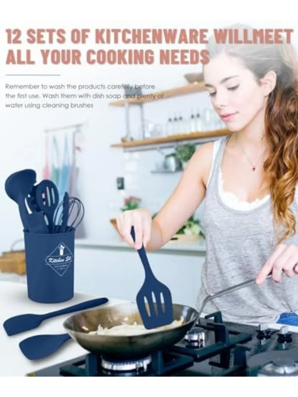 12-Piece Silicone Kitchen Utensils Set - Heat-Resistant, Non-Stick Cooking Tools